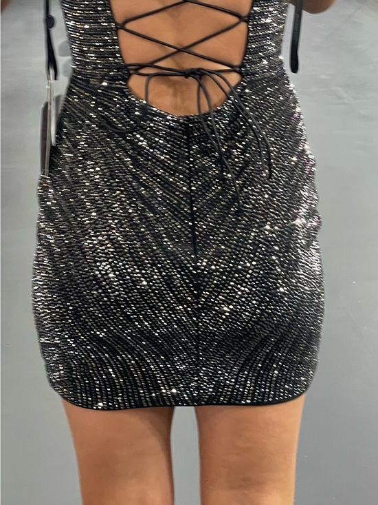 Sherri Hill Dresses & Skirts - Sherri Hill Black Sparkle Lace-Up Mini Dress
Brand new, with tags